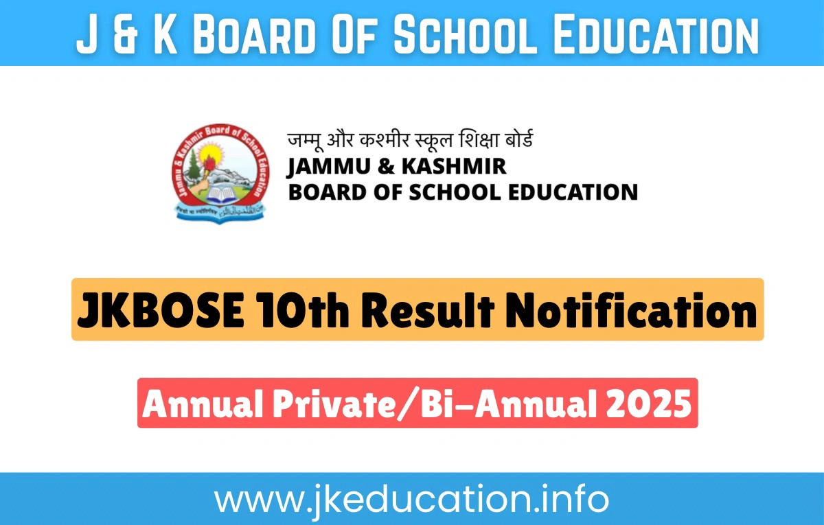 JKBOSE 10th Result Notification